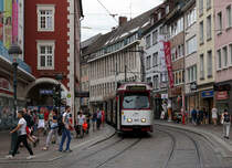 Strassenbahn Freiburg im Breisgau.
Mit den verschiedenen Strassenbahnen von VAG im Stadtzentrum von Freiburg im Breisgau unterwegs.
Impressionen vom 21. Juni 2018. 
Foto: Walter Ruetsch 