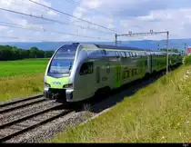 BLS - Triebzug RABe 515 017-2 als Regio nach Bern ( Nur bis Münchenbuchsee infolge Umbau zwischen Münchenbuchsee und Zollikofen ) unterwegs bei Busswil am 07.07.2018