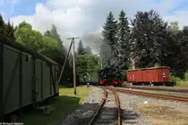 99 4511-4 alias  Meppel  zieht den P 14115 die letzten MEter der Steigung in den Bahnhof Schlössel. Ich stande auf einem Abstellgleis das nicht befahren wurde an diesem Tag.