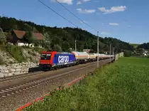 Die Re 482 041 mit einem Gaskesselzug am 01.07.2018 unterwegs bei Wernstein.