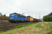 140 037-1 der PRESS kommend aus Hamburg, mit einem Containerzug. Höhe Bardowick, 26.06.2018.