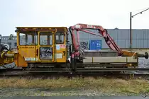 Ein Gleisbaufahrzeug TR 217 (99 86 9281 130-5) stand Anfang Juni 2018 unweit des Bahnhofes in Aalborg.