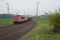 155 222-3 mit dem EZ 51724 von Nürnberg Rbf nach Leipzig Engelsdorf bei Feilitzsch, 10.04.2017
