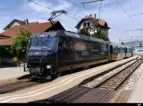 MOB / Goldenpass - Ge 4/4 8003 mit Panoramic Express bei der einfahrt in Chernex nach Zweisimmen am 14.07.2018