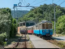 Fotofahrt auf der Ferrovia Genova - Casella am 30. Juni 2018.<br>
In Vicomorasso wurde der Güterwagen in die Remise gestellt und der Planzug aus Casella brachte die Personenwagen C103 und C22 (Barwagen) mit, welche unserem Fotozug angehängt wurden.