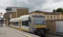 In Hof wartet 650 701 am 19.06.18 auf die Abfahrt nach Selb Stadt.