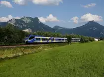Der ET 304 als M nach München am 16.06.2018 unterwegs bei Brannenburg.