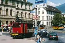 Furka-Oberalp FO.
Bahnhofplatz Brig im August 1984 mit dem FO Te 2/2
4924.
Foto: Walter Ruetsch