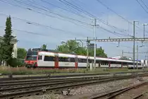 ABt NPZ Domino durchfährt den Bahnhof Pratteln. Die Aufnahme stammt vom 28.05.2018.