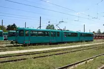 VGF Düwag Ptb Wagen 727 am 07.07.18 in Frankfurt am Main bei einer Besichtigung wo man sich frei auf abgesperrten Gelände aufhalten konnte. Man konnte durch eine Anmeldung in das Betriebsgelände kommen