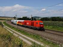 Die 2016 071 mit einem Hilfszug am 20.07.2018 unterwegs bei Haiding.