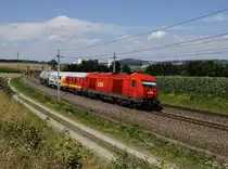 Die 2016 071 mit einem Hilfszug am 20.07.2018 unterwegs bei Haiding.