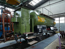 Ein aufgehübschter Kesselwagen Anfang April 2018 im Eisenbahnmuseum Lužná u Rakovníka.