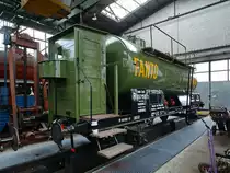 Ein aufgehübschter Kesselwagen Anfang April 2018 im Eisenbahnmuseum Lužná u Rakovníka.