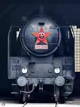 Die Dampflokomotive 534 0323 Anfang April 2018 im Eisenbahnmuseum Lužná u Rakovníka.