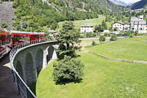 Ausfahrt von der 360 Grad Kehre  bei Brusio am 30. Juni 2018