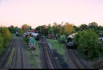 10. Museumsnacht Halle (Saale) und Leipzig: Besuch von 4 Eisenbahnmuseen am 5. Mai 2018 von 18:00 bis 0:00 Uhr.
Blick auf das Eisenbahnmuseum Leipzig-Plagwitz des Verein Eisenbahnmuseum Bayerischer Bahnhof zu Leipzig e.V. im Abendlicht. Aufgenommen von der Brücke nahe der Kurt-Kresse-Straße. [5.5.2018 | 20:25 Uhr]