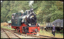 Lok 60 mit Namen Bieberlies rangiert hier am 2.10.1994 in Hüinghausen.