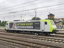 Angermünde am 11. Juli 2018, im Durchfahrbereich  steht 91 80 6185 548-5 D-ITL zur Personalsuche.

