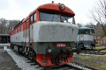 Die Diesellokomotive T 478 1004 Anfang April 2018 im Eisenbahnmuseum Lužná u Rakovníka.