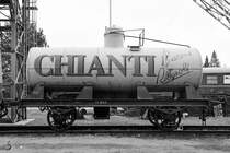 Ein Kesselwagen Anfang April 2018 im Eisenbahnmuseum Lužná u Rakovníka.