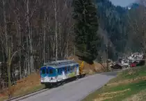Aigle-Sépey-Diablerets TPC/ASD.
Arbeitszug mit BDe 4/4 1, Baujahr 1913, bei Le Sépey im März 1993.
Foto: Walter Ruetsch 