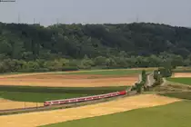 RB 19113 (Osterburken-Stuttgart Hbf) mit Schublok 147 001-2 bei Kirchheim 18.7.18