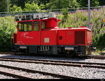 MGB - Diesellok  HGm 2/2  76 abgestellt im Bahnhofsareal von Hospenthal am 27.07.2018