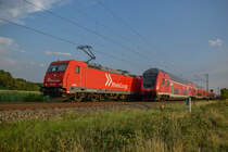 Am Abend des 25.07.2018 wurde mit 185 630 fast durch einen Regionalzug zugefahren, als sie in Richtung Buggingen rollt.