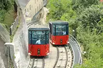 Ob die Weiche richtig steht seht ihr wie das Seil sich dreht …
Standseilbahn auf den Grazer Schlossberg am 1.August 2018