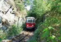 Der erste Fotohalt fand dann auch im Schatten statt, der Einschnitt kurz vor dem Stahlhammer durfte als Kulisse herhalten.
187 013 am 28.07.18