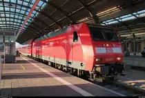 146 030 der Elbe-Saale-Bahn (DB Regio Südost) als RE 16308 (RE30) nach Magdeburg Hbf steht in seinem Startbahnhof Halle(Saale)Hbf auf Gleis 10 E-G.
[10.5.2018 | 6:58 Uhr]
