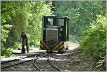 Lillafüredi Állami Erdei Vasút (LÁEV). Auf einer Lichtung in Mahoca befindet sich ein Umfahrungsgleis und sonst nichts. (13.06.2018)