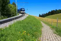 Les Pléiades, 2.August 2018, mit Triebwagen MVR 7504. 