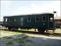 Historische ČSD Wagen Ce3-2673 (Wagenfabrik Ringhoffer 1937) in Eisenbahn Museum Jaromer am 2. 8. 2018.