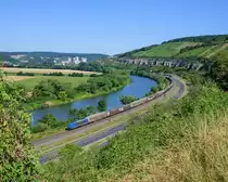 185 510''RAILTRAXX''mit einem GZ in Richtung Würzburg.(Himmelstadt 8.7.2018)
