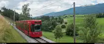 Innsbrucker Mittelgebirgsbahn/Tramlinie 6: Flexity 305 durchfährt am 25. Juli 2018 die Haltestelle Mühlsee Richtung Igls.