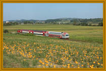 Die Doppelstockwendezüge haben sich in all den Jahren doch bewährt ,.... 
Hier zwischen Gussendorf und Groß Sankt Florian schiebt DH 1500.5 Ihren 3 teiligen Wendezug in Richtung Wies. 

13.08.2018