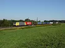 Die ES 64 F4-030 mit einem KLV-Zug am 12.08.2018 unterwegs bei Teisendorf.