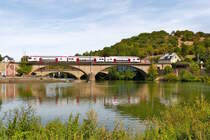 Ein CFL KISS rollt ohne Strom �ber die Sauerbr�cke in Wasserbillig auf seiner Reise von Luxembourg nach Koblenz. 12.08.2018 (Jeanny)