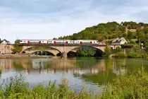 Ein CFL KISS rollt ohne Strom �ber die Sauerbr�cke in Wasserbillig auf seiner Reise von Luxembourg nach Koblenz. 12.08.2018 (Jeanny)