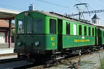 Chemins de fer du Jura CJ
Sonderzug bestehend aus dem BCe 2/4 70 + TT C7 auf die Abfahrt nach Tavannes wartend in Saignelégier am 19. August 2018.
Foto: Walter Ruetsch
