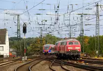 218 838-1 und 218 812-6 beide von DB kommen als Lokzug aus Köln-Hbf nach Aachen-Hbf und fahren in Aachen-Hbf ein.
Aufgenommen vom Bahnsteig 2 vom Aachen-Hbf. 
Am Nachmittag vom 9.8.2018.