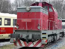 Die Diesellokomotive T 466 0286 Anfang April 2018 im Eisenbahnmuseum Lužná u Rakovníka.