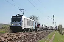 Mit dem DGS 47008 nach Lahr (Schwarzw.) war am 07.04.2017 die Rpool/BLSC 187 006-2 bei Hügelheim auf der KBS 703 in Richtung Norden unterwegs.