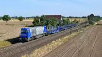 Alpha Trains Belgium 273 003, vermietet an RF (Railflex) mit leeren Rungenwagen in Richtung Osnabr�ck. (Marl, NI, 18.08.18)