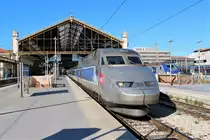 Ausfahrt von TGV 9860 nach Brüssel aus dem Bahnhof von Marseille. Aufnahmedatum: 15.08.2018