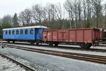 Historische Wagen im Eisenbahnmuseum Lužná u Rakovníka. (April 2018)
