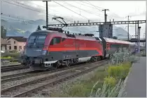 RailJet 162 mit 1116 218 verlässt Buchs SG Richtung Zürich HB. (22.08.2018)