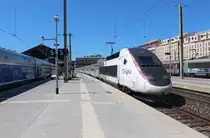 Am 16.08.2018 erreicht TGV 9759 aus Genf seinen Endpunkt in Marseille und wird in etwa 90 Minuten seine Rückfahrt in die Schweiz antreten.